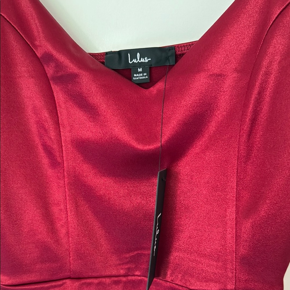 Lulu's Red Ruched Wrap Mini Dress - Picture 5 of 6